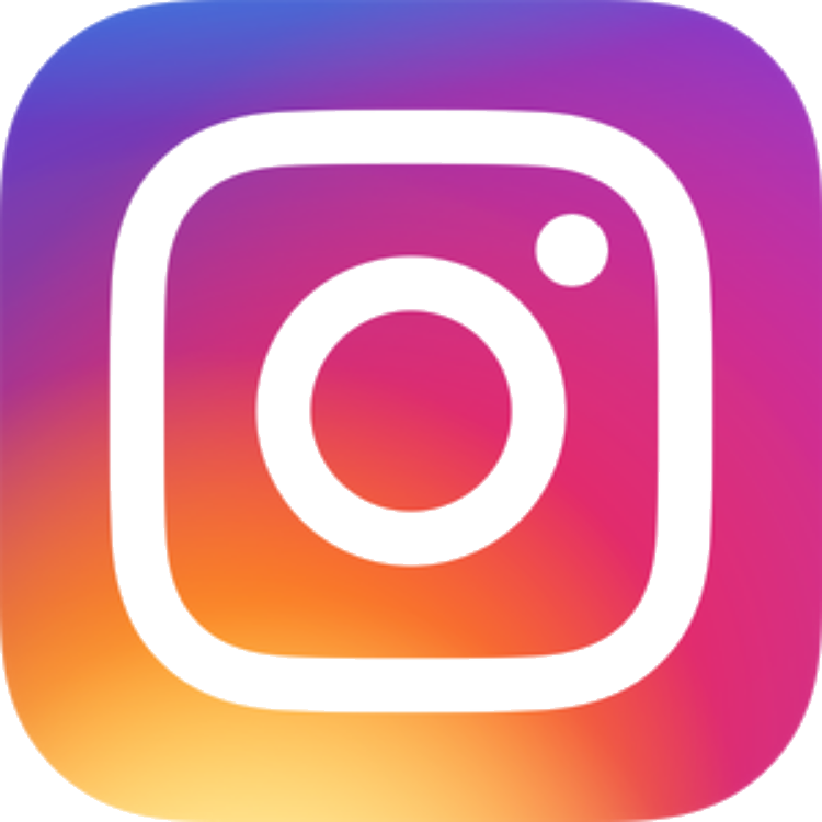 Värikäs Instagram-logo neliön sisällä, valkoinen kamera-ikoni gradienttitaustalla.
